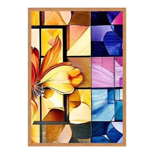 GAEKKO Quadro da parete I bellissimi fiori a scacchiera su vetro acrilico con cornice in vetro acrilico 40 x 60 cm