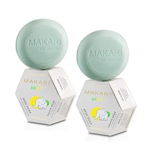 MAKARI Baby Soap 2 Pack (5.4oz) | Moisturizing Daily Bar Soap for Delicate Skin | Mild Cleansing Children’s Bath Bar With Shea Butter and Non-Irritating Botanical Ingredients