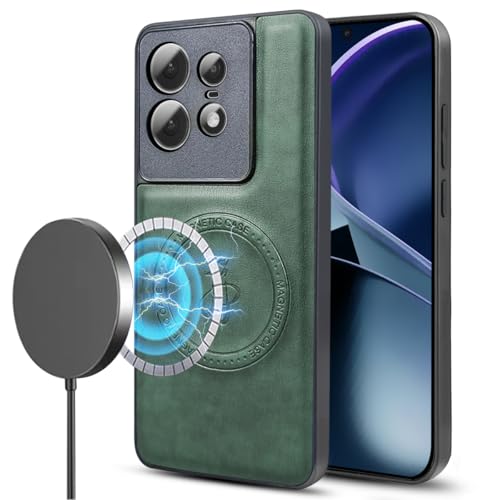BEEJTUNY Funda para Meizu X8, Case Magnética Fuerte de 2300 Gauss, Carcasa de Cuero Antichoque, Compatible con Carga Inalámbrica. Verde