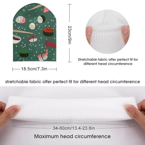 Sushi Pattern Kids Beanie Hat for for Girls Boys Children Cap Winter Knitted Chemo Cancer Headwear Accessories Gifts Decoration Black2