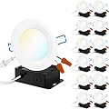 Sunco 12 Pack 4 Inch Ultra Thin LED Recessed Ceiling Lights, Baffle Trim, Selectable CCT 2700K/3000K/3500K/4000K/5000K Dimmable 10W, Wafer Thin, Canless with Junction Box