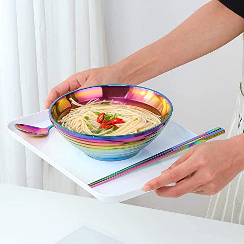 Buyer Star Rainbow Ramen Bowl Set Noodle Bowl Japanese Style Soup Bowls Set With Chopsticks, Ladle Spoons Set And Large Bowl For Noodles (Large, 8 Inch) #TOP5