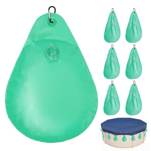 IFOYO 6 PCS Pool Cover Water Weights Bag with Hooks Thick PVC Water Weight for Above Ground Pool Cover Antifreezing Winter Weights Bags for Closing Pools Tarp Leakproof Swimming Covers Hanging Bag
