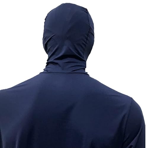 Camiseta Pesca Com Proteção Solar UV com Capuz Ninja Tecido Ice Dry Azul Marinho (P)