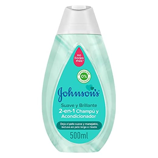 Johnson's Baby Champú y Acondicionador para niños 2-en-1 Suave y Brillante (500 ml), champú infantil y para bebés, acondicionador para pelo largo o rizado hidratante
