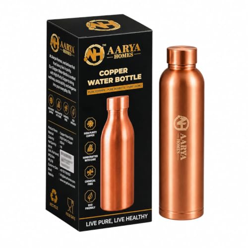 Image of Pure Plain Copper Water Bottle (950ml) | BPA-Free | Leak Proof | High-Grade Pure Copper | Anti Oxidant Properties | Ayurveda Inspired | Drinking Bottle For Home, Office & Gym | PURE LIVING