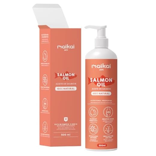 MAIKAI Huile de Saumon Chien et Chat 500ml - 100% Naturel - Riche en Omega 3 - SupplÃ©ment Barf - Perte de Poil, Anti inflammatoire - Huile de Poisson - Complement Alimentaire pour Chien