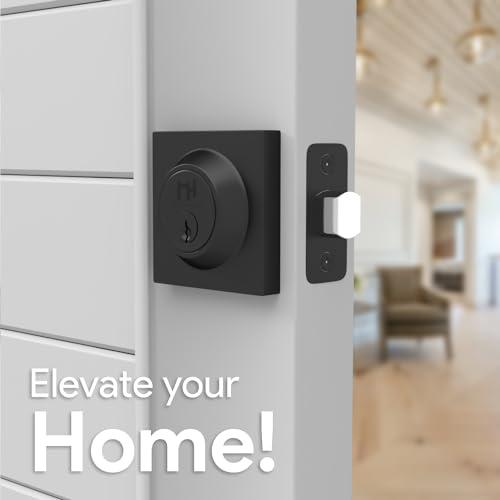 Mega Handles Deadbolt I Entry Deadbolt Lock - Heavy Duty Square Locking Deadbolt for Left or Right-Handed Doors - Interior/Exterior - Matte Black - Thumbnail 3
