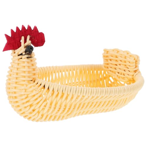VICASKY Cestino Pasquale in Imitazione Rattan a Forma di Animale Porta Uova e Frutta per Cucina e Decorazione Casa Cestino Intrecciato Stile Fattoria Misura Piccola Riutilizzabile