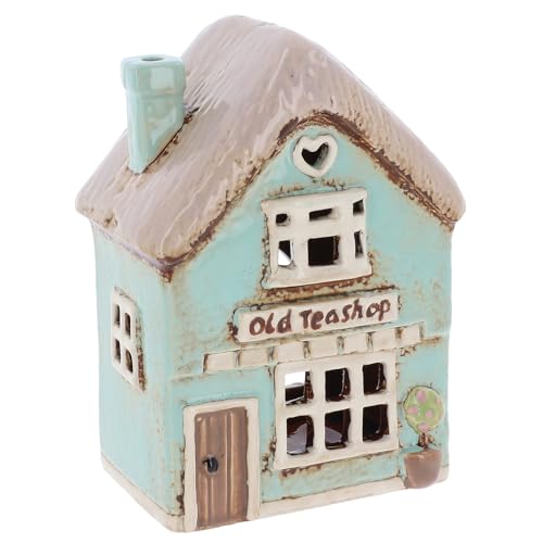 Shudehill Giftware Village Pottery Tealight Holder Ceramic House Shop Collection - Flower Shop, Tearoom, Antique Shop, Old Bakery and Sweet Shop All Hand Painted (Tea Shop)