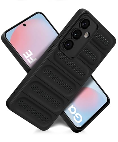 Image of WOW IMAGINE Ultimate Silicone Back Cover Case for Samsung Galaxy S24 FE 5G | Heat Dissipation Thin Soft TPU | 360 Camera Protection | Breathable Cooling Holes - Pitch Black