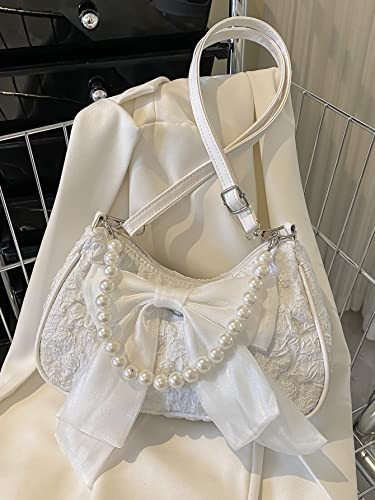 GORGLITTER Women's Bow Coquette Purse Sweet Pearl Shoulder Bag Evening Clutch Handbag Trendy 20252