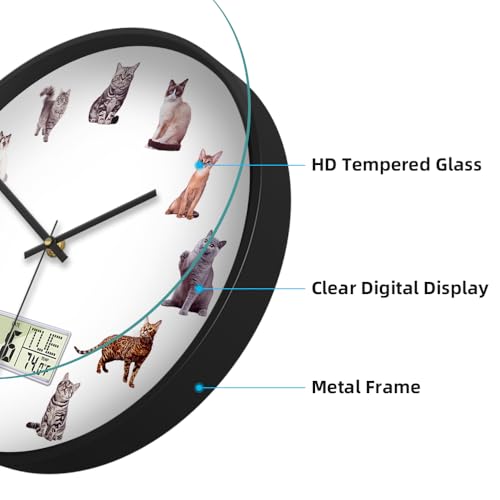 Horloge murale numérique 35 cm avec date et température pour salon