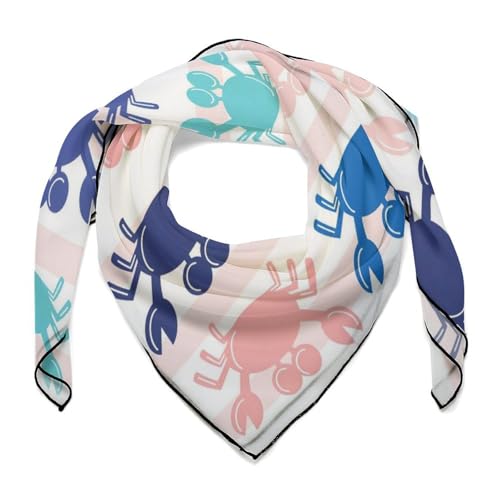 Crab Animal Sea Stripes Pattern Silk Scarf Square Scarves 27