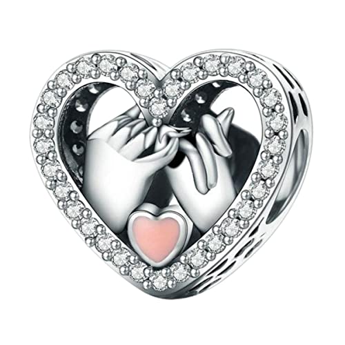 Femme Charms Coeur Argent Sterling 925 Pendentif avec Zircon Cubique pour Bracelet