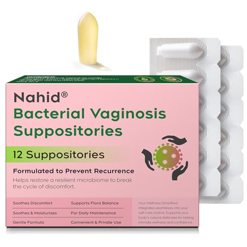 Nahid Bacterial Vaginosis Symptom Suppositories | Targeting Discharge Odor Itching and Irritation | Supports Vaginal Microbiota Balance | 12 Inserts