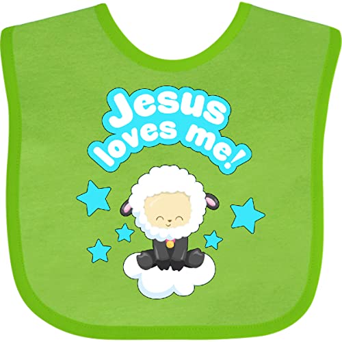 inktastic Jesus Loves Me Cute Lamb and Stars Baby Bib