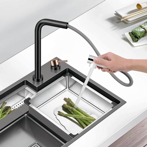 Lwuey Ausziehbarer Küchenarmatur Kopf, Ersatz Küchen Sprühkopf mit G1/2 Zoll Anschluss Handduschkopf Wasserhahn Duschkopf Brausekopf Küche Badezimmer Waschbecken Mischbatterie ABS Chrome