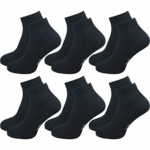 GAWILO Sportsocken ohne Naht (6 Paar) | Kurze Socken für Damen und Herren | Dank Rippschaft kein Verrutschen und kein Faltenwurf (39-42, schwarz)