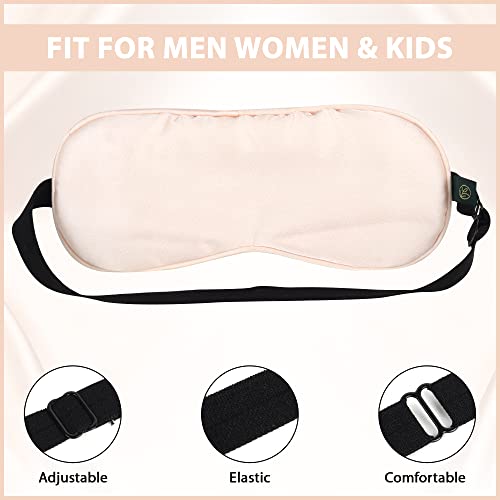 Image of Natural Mulberry Silk Eye Mask, Ultra Smooth Adjustable Sleep Mask and Blind Fold | For Sleeping, Travelling, Relaxation, Blind Fold & Meditation | Eye-cover Light blocker (Rose Gold)
