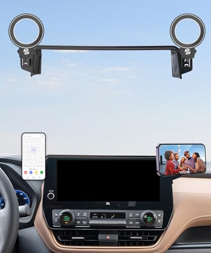 Image of Car Phone Holder for Toyota Grand Highlander / Hybrid 2024-2026 Accessories | 12.3 inch Screen Clip-On MagSafe Strong Magnetic Cell Phone Mount, Dual Slots for Driver & Passenger,360 Rotatable Hands-Free