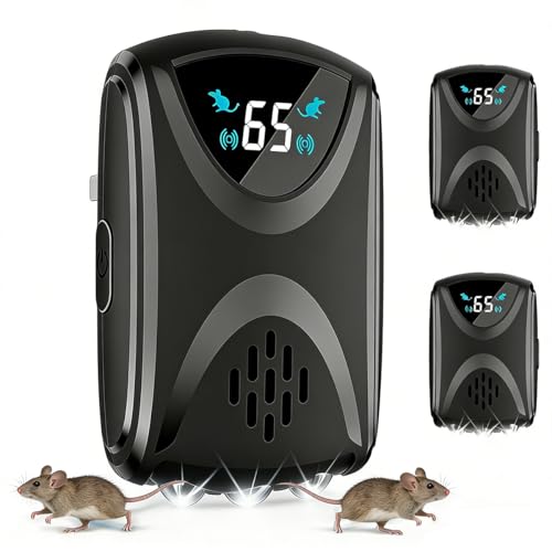 Répulsif souris double haut-parleur amélioré 1-65 kHz contre les rongeurs avec flashs lumineux