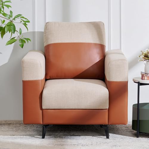 Image of Home Centre 1 Seater Andes Fabric Sofa| Fabric Sofa| (Brown) |Two Year Warranty