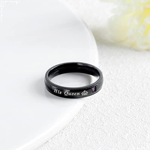 Anello Fede Coppia In Acciaio Inox Nero Con Zirconie &ndash; Regalo Fidanzamento O Matrimonio