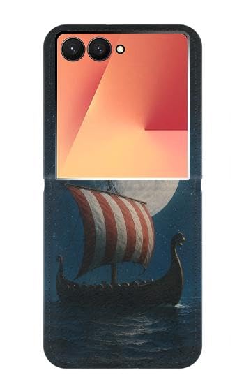 Coque Samsung Galaxy Z Flip 7 Viking War Ship en cuir haut de gamme
