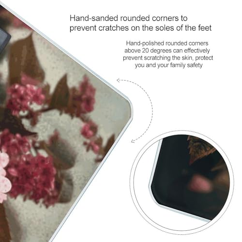 Báscula digital de baño con flores rosas y vidrio templado miniatura 4