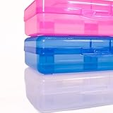 Plastic Pencil Box (3 Pack), Pencil Case, Adults and Kids, Large Capacity Hard Pencil Case With Snap