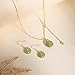 DAUMIER Jade Donut Green Jewelry Set Handmade Necklace Earrings S925 14K Gold Plated Jade Pendant Natural Hetian Jade Drop Jewelry Birthday Gift for Women
