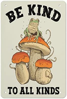 Angaja Frog Mushroom Funny Novelty Aluminum Metal Sign Vintage Wall Decor,for Home Bedroom Living Room Bathroom Decor Picture Sign Gift 12 * 8 inch