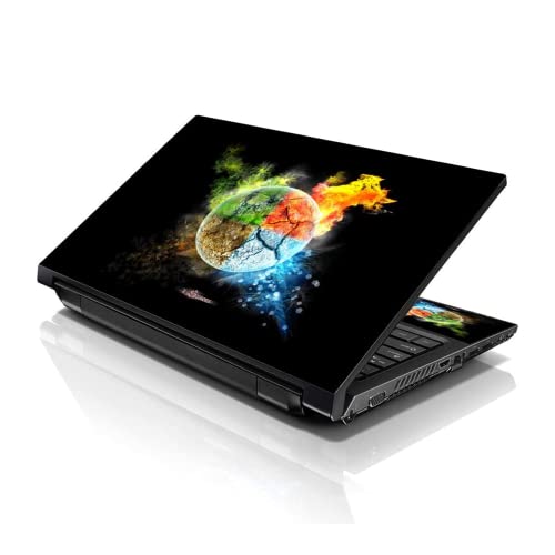 Image of LSS 17 17.3 Inches Laptop Notebook Skin Sticker with 2 Wrist Pads - Reusable Cover Protector Vinyl Sticker Cover Decal Fits 17 inch - 19 inch HP Asus Acer Samsung - Earth on Fire Pattern
