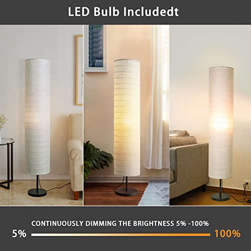 Floor Lamp For Living Room Modern, Paper Tall Lamp Dimmable 3 Levels Brightness Modern Standing Lamps With Lampshade, 45.27'' Tall Lamp Soft Standing Light Corner Lighting For Living Room, Bedroom #TOP2