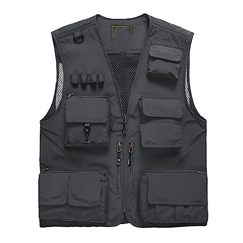 Men's Tactical Vest Men's Fashion Photographer Multi Pocket Vest Mesh Sleeveless Jacket