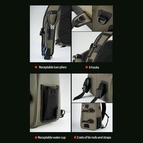 Mochila de cofre impermeable de 9.5L para pesca con mosca y senderismo 7