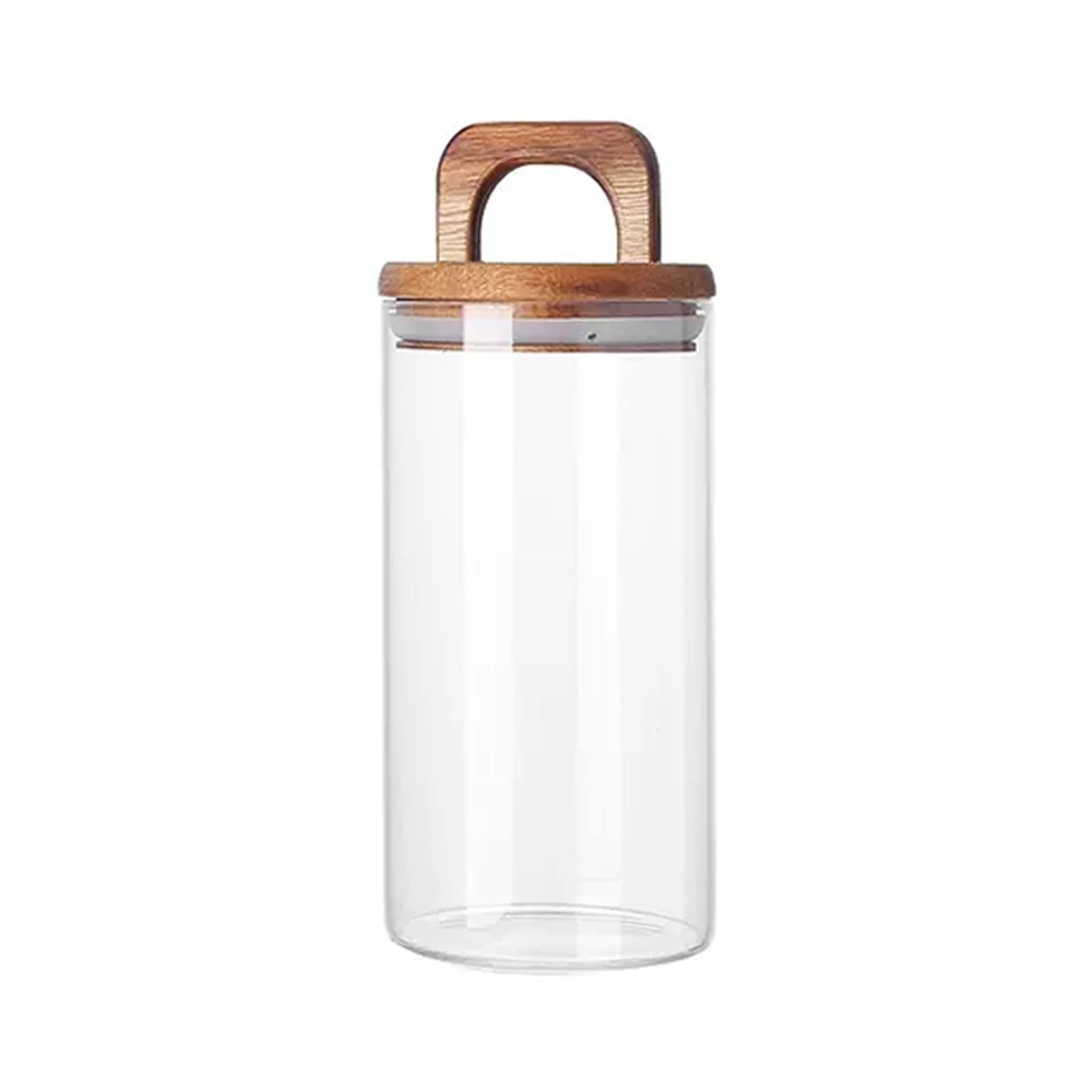 Hhaoran-9868 Ceramic Tea Canister Transparent Glass Tea Storage Containers, Food Container Canisters with Wooden Airtight Lid and Handle for Serving, Coffee, Honey Food Canisters for Kitchen(1500ML)
