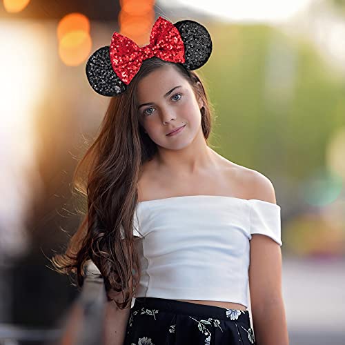 Image of FANYITY Mouse Costume Ears,2 Pcs Mouse Ears Headbands for Girls & Women Party,Size Free (BYBD+DH)