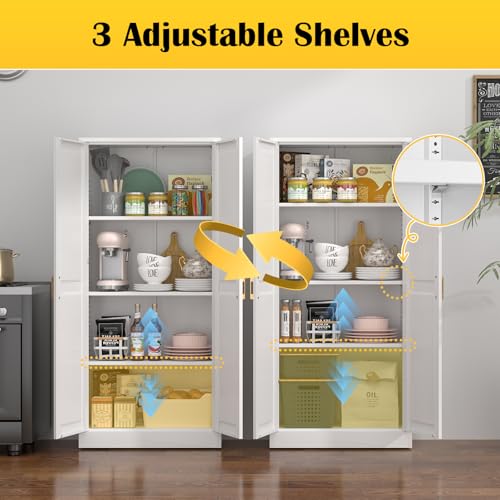 Image of Steeloong 60 inchMetal Pantry Storage Cabinet with Doors & 3 Adjustable Shelves