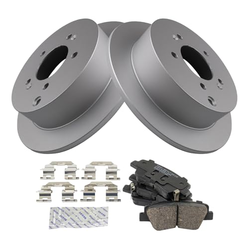 Image of TRQ Rear Brake Pad and Rotor Set Ceramic Coated Rotors Compatible with 2016 Kia Sportage