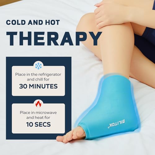 Image of Reusable Foot Ankle Ice Pack Wrap for Injuries, Cold Compression Therapy for Achilles Tendonitis, Plantar Fasciitis, Swelling, Sprained, Pain Relief (Blue)