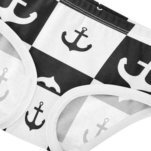 Anchor Black White Checkerboard Panties for Girl Toddler Girls Underwear Cotton Personalized Underpants Briefs 2t4