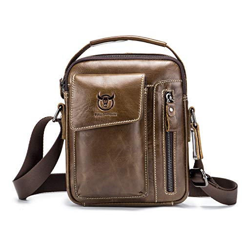 FANDARE Vintage Sacs bandoulière Homme Sacs à Main Cartable Cuir Sacs à Dos porté Travers Sacoche Imperméable Crossbody Messenger Bag Entreprise Sac d'épaule Pochette Garçon Entreprise Voyage Kaki