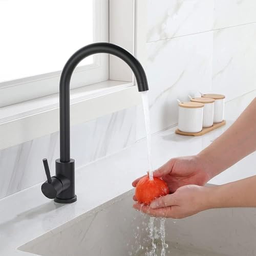 Kaltwasserhahn Küche Schwarz, Armatur Schwarz, Waschbecken Armaturen, Wasserhahn Kaltwasser Schwar, Einzelner kalter Wasserhahn, für Küche oder Bad, Armatur KücheHohem