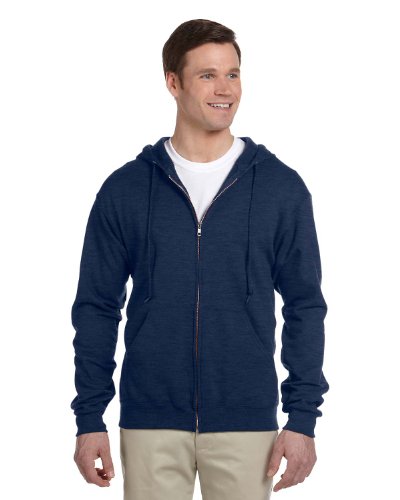 Jerzees Nublend Men's Full-Zip Hooded Sweatshirt, Vintage Heather Navy, Small