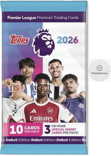 Premier League 2026 1 Pack of 25/26 New Soccer Cards + Bundle with hassentials Sticker Premier League Cards