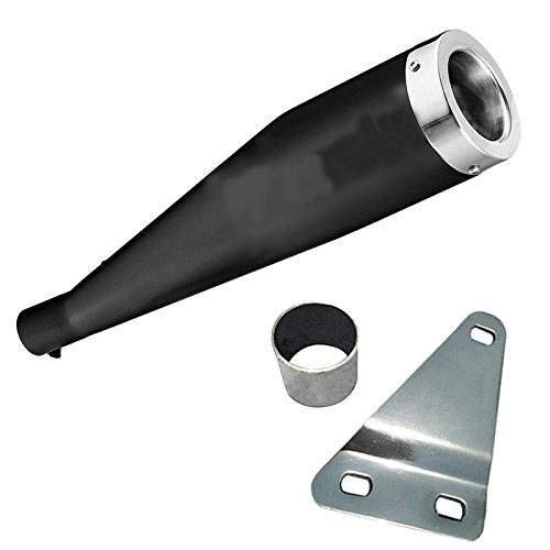 Image of Bike Cobra Exhust Silencer Glasswool Bullet Silencer Front Chrome with Zed Clamp Bush for RE Classic Battle Green 350