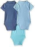 Hanes Ultimate Baby Flexy 3 Pack Short Sleeve Polo Bodysuits, Blues, 12-18 Months
