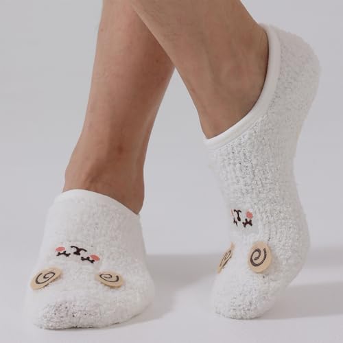 Image of 3Pairs Ankle Socks Low cut Pom Pom Fluffy Fuzzy Warm Winter Plush Slipper Socks For Women